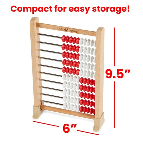 Miniatura 2 de hand2mind Mini Rekenrek de madera de 100 cuentas, ábaco para matemáticas de niños, manipuladores de matemáticas, jardín de infantes, estante