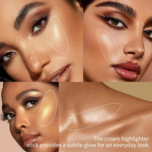 Miniatura 5 de Boobeen Barra de maquillaje con brillo y brillo en barra de contorno de maquillaje en barra bronceadora impermeable de larga duración con purpurina