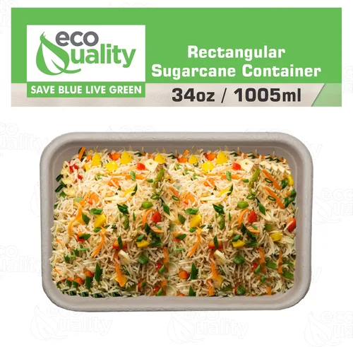 Miniatura 5 de EcoQuality Cuencos desechables de 34 onzas – Cuencos rectangulares compostables de fibra de caña de azúcar, biodegradables, ecológicos, oblongos