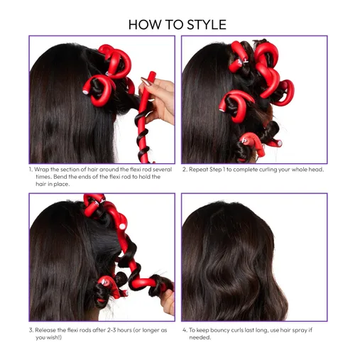 Miniatura 5 de Red by Kiss Flexi Rods - Rizador de pelo sin calor para rizos glamorosos de los años 90, ondas de playa, antideslizantes, estilizador de sueño