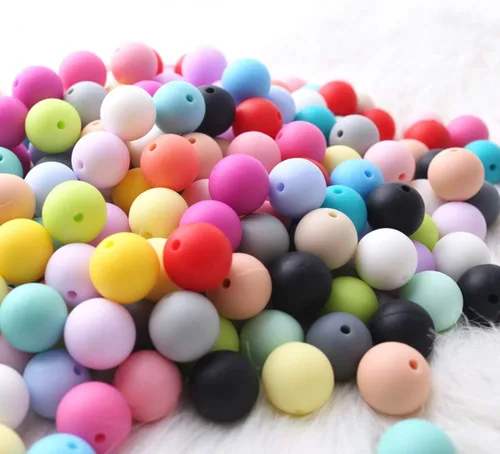 Miniatura 3 de Cuentas de silicona DIY de 0.472 in, 100 cuentas de silicona para hacer joyas