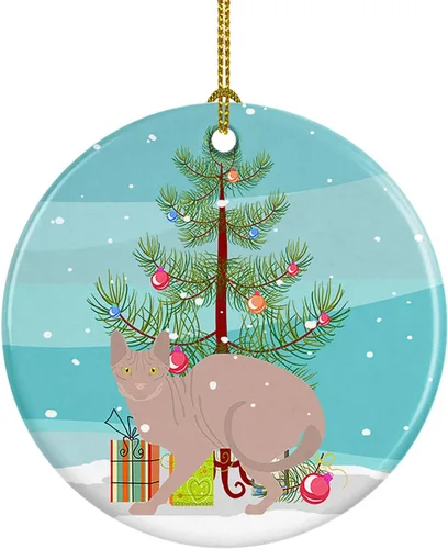 Miniatura 181 de Caroline's Treasures Adorno de cerámica con texto en inglés "Merry Christmas" para colgar en el árbol de Navidad, decoración para el hogar, Navidad
