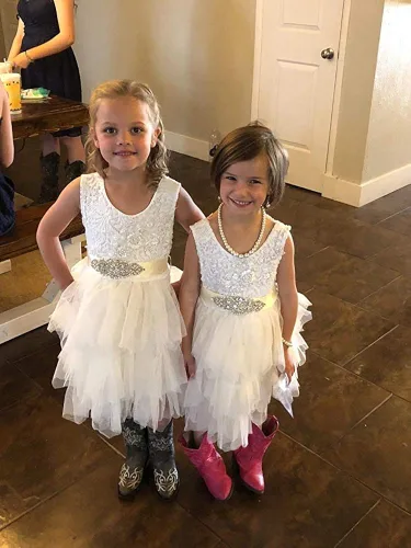 Miniatura 4 de Topmaker Vestido de niña de flores sin espalda acampanado de encaje