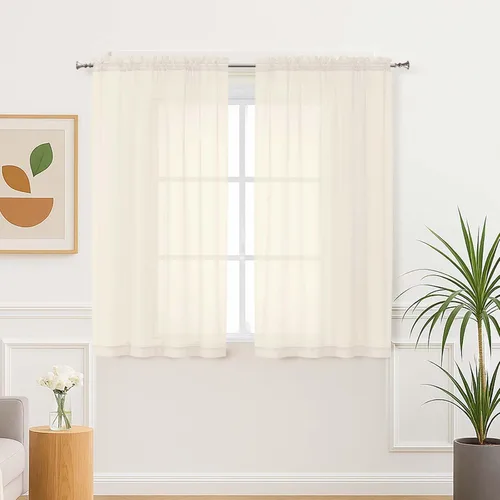 Miniatura 212 de Aiyufeng 2 paneles de cenefa transparente negra de 14 pulgadas de largo, cortinas cortas negras transparentes para dormitorio, cortinas de cocina