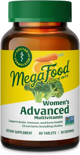 MegaFood Multivitamínico avanzado para mujeres - Formulado por médicos con hierro, colina, vitamina D, vitamina C y zinc - Salud cerebral - Apoyo