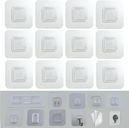 Miniatura 14 de 6 pares de almohadillas adhesivas de reemplazo montadas en la pared para organizador de cacharro de cocina y baño, gancho adhesivo sin uñas