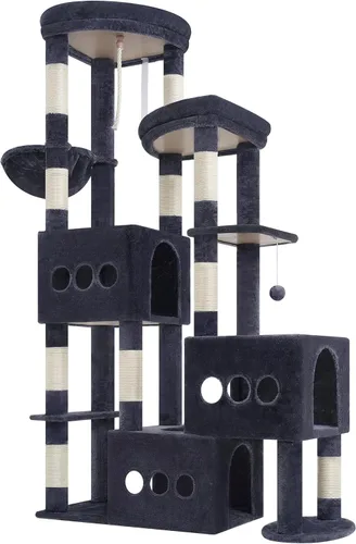 Miniatura 8 de Gitelsnour Árbol resistente para gatos con 3 condominios grandes para gatos, 3 platfroms, torre de árbol para gatos de interior grande y adulto