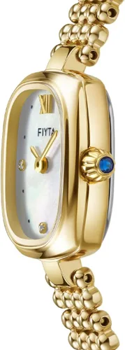 Miniatura 2 de FIYTA Reloj dorado pequeño para mujer, caja rectangular vintage, relojes de pulsera de acero inoxidable para mujer