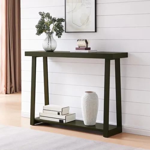 Miniatura 10 de Kings Brand Furniture Emma Mesa consola estrecha con estante inferior perfecta para mesa de sofá, mesa de entrada para pasillo, detrás del sofá