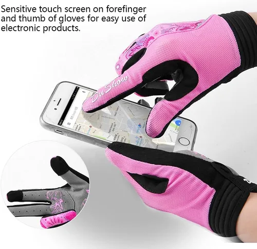 Miniatura 2 de DuShow Guantes de ciclismo para mujer, guantes de ciclismo de montaña para mujer, guantes acolchados de gel para pantalla táctil, guantes