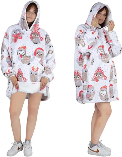 Miniatura 3 de Wearable Blanket Hoodie, Oversized Flannel Comfy Sweatshirt for Adults,Warm Cozy Hooded Body Blanket