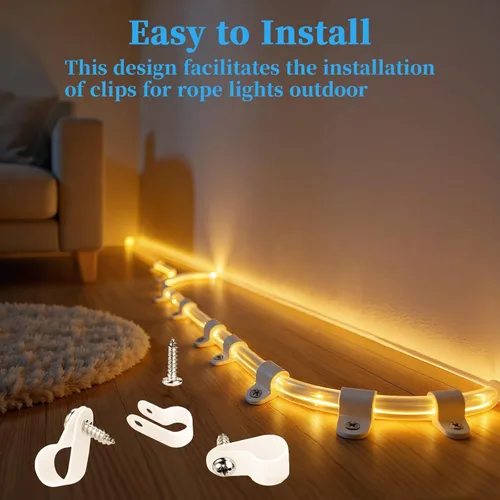 Miniatura 5 de Paquete de 50 clips para luz de cuerda de 1/2 pulgada, clips para cable y alambre con abrazadera, clips de montaje estilo P con tornillos de acero