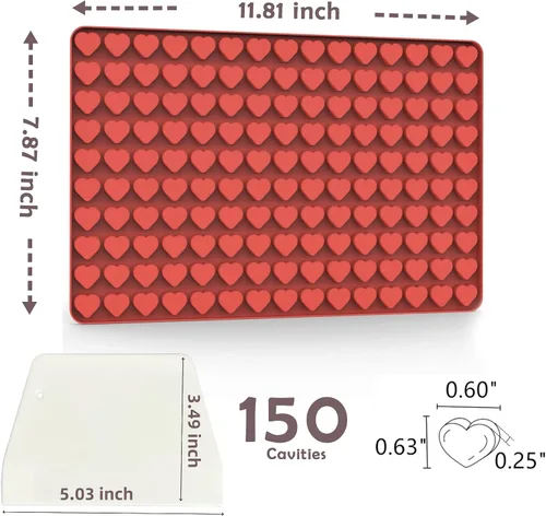 Miniatura 6 de Moldes de Chocolate en Forma de Corazón Pequeños de Silicona, Moldes de Gomita en Forma de Corazón de Silicona con Raspador (S)