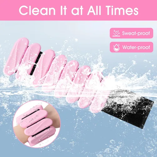 Miniatura 3 de Pesas de muñeca, paquete de 2 pesas de muñeca y tobillo portátiles para mujeres y hombres, pesas ajustables para brazo y pierna, brazaletes de Rosa