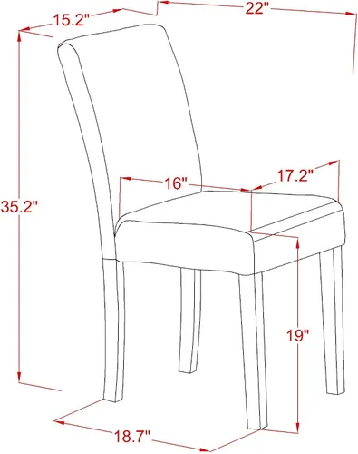 Miniatura 3 de East West Furniture ABP6T24 Abbott Parson - Sillas de comedor tapizadas de tela de lino de color negro, juego de 2, color negro cepillado