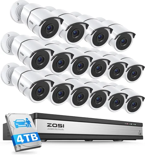 Miniatura 11 de ZOSI Paquete de 2 cámaras de seguridad para el hogar 1080P con grabación de audio, micrófono integrado, cámaras de vigilancia 1920TVL de 2.0MP
