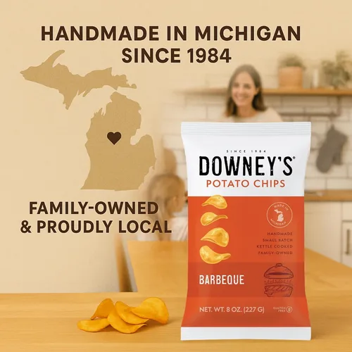 Miniatura 2 de Downey's Papas fritas, papas fritas cocidas en hervidor, aperitivo hecho a mano, lote pequeño, ligero y crujiente, sin gluten, hecho en Michigan