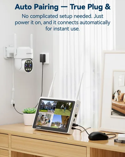 Miniatura 3 de Cámara de seguridad inalámbrica para exteriores con monitor, 2 cámaras PTZ de doble lente 10X con zoom híbrido para vigilancia del hogar, visión
