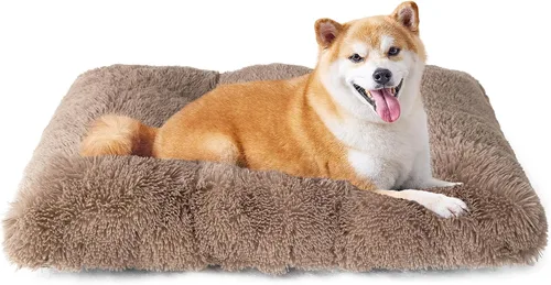 Miniatura 58 de EHEYCIGA Cama Esponjosa para Jaula de Perros Grandes, Almohadilla de Jaula de Piel Sintética Afelpada, Cama Calmante Anti-Ansiedad para Perros Negro