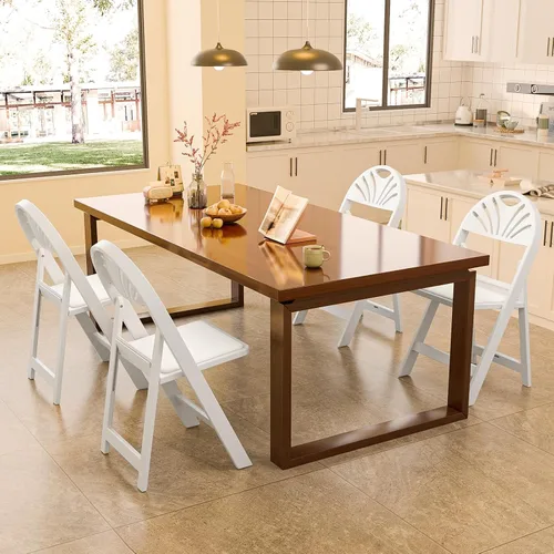 Miniatura 2 de VINGLI Silla plegable de plástico de resina blanca con asiento acolchado, silla de plástico plegable con capacidad de peso de hasta 350 libras