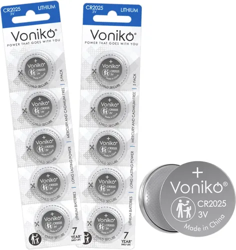 Miniatura 9 de Voniko Pilas de litio CR2025 de 3 V para seguridad infantil, compatibles con controles remotos, llaveros, relojes, calculadoras, 7 años de vida útil