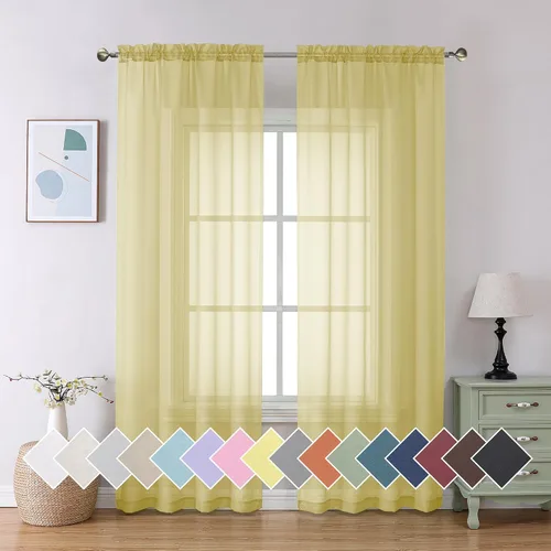 Miniatura 133 de Aiyufeng 2 paneles de cenefa transparente negra de 14 pulgadas de largo, cortinas cortas negras transparentes para dormitorio, cortinas de cocina