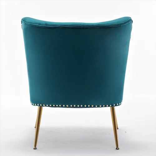 Miniatura 6 de Container Furniture Direct Thia Silla decorativa de terciopelo sin brazos para sala de estar, elegante asiento con ribete de cabeza de clavo, patas