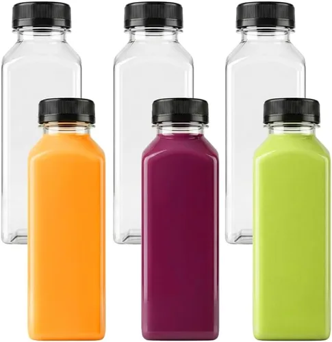 Miniatura 10 de 6 botellas pequeñas de plástico de 2 onzas con tapas, recipientes reutilizables transparentes a granel para bebidas a granel a prueba de fugas