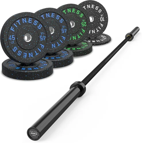 Miniatura 29 de HANDBODE Olympic High-Bounce Bumper Plates Bench Press Barbell Weights Set 2 - Inch, 10-55 lb Rubber Weight Sets for Home Gym, Strength Training