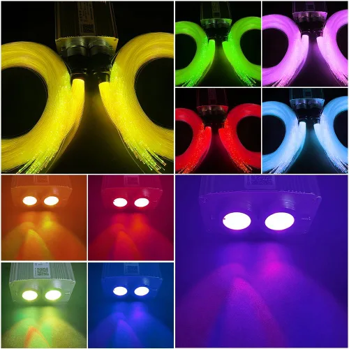 Miniatura 9 de Firework Kit de luces de fibra óptica parpadeantes de doble cabezal de 16 W, Bluetooth RGBW LED Starlight Headliner Kit para techo de coche, hogar