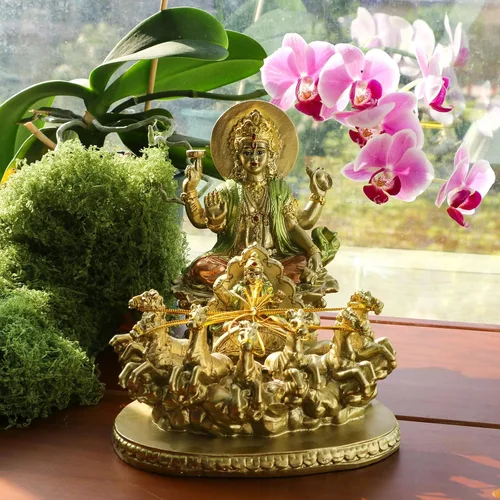Miniatura 3 de Escultura hindú Dios Señor Surya-Sun – India Regalos religiosos Artesanía Dios Suryadev Figura Hinduismo Murti Hogar Mandir Templo Altar Pooja