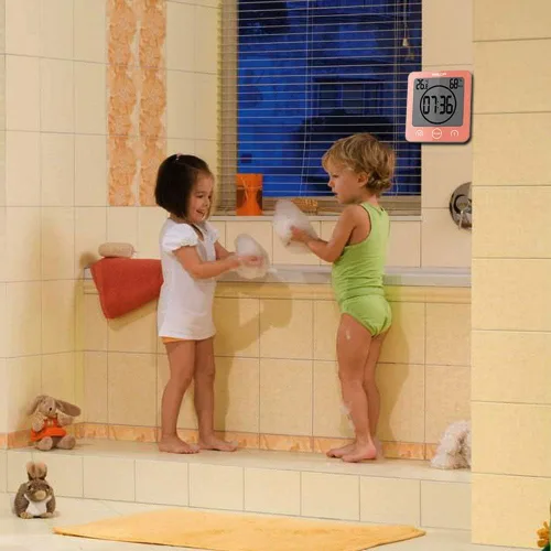 Miniatura 6 de Reloj de pared y temporizador de baño impermeable, temporizador digital resistente al agua para colgar en la ducha, pantalla grande, temporizador
