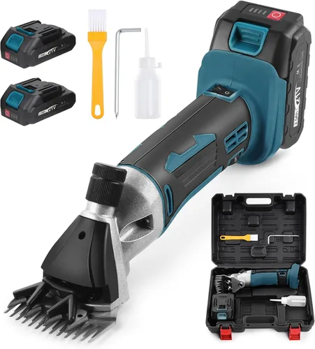 Tijeras inalámbricas de ovejas de 500 W, cortadoras de ovejas recargables profesionales con 2 baterías de litio, 6 velocidades, cortadora de pelo