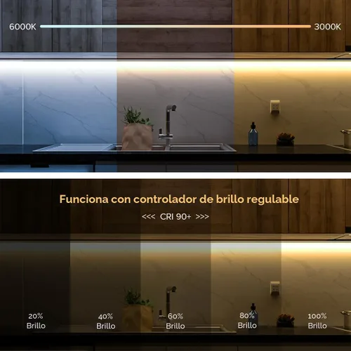 Miniatura 3 de BTF-LIGHTING FCOB COB CCT - Tira LED flexible de alta densidad de 16.4 pies, 640LED/m, sintonizable, 3000K-6000K, CRI 90+, cinta de luz LED DC24V