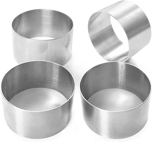 Miniatura 10 de Paquete de 4 moldes de acero inoxidable para suministros de cocina Sunrise, 3 x 2.75 pulgadas (3 x 2.75 pulgadas)