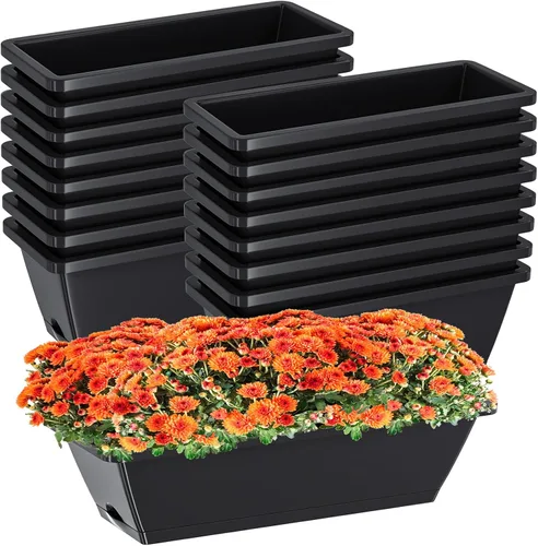 Miniatura 13 de Jardineras para jardinería doméstica, 8 unidades, 17 pulgadas de largo para alféizar de ventana al aire libre, cajas rectangulares de plástico