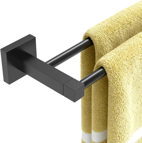 Miniatura 12 de Ruacq Soporte de Toalla de Mano Anillo de Toalla Negro Centro a Centro 10 Pulgadas Barras de Toalla Cuadradas Negro Mate para Baño Acero Inoxidable