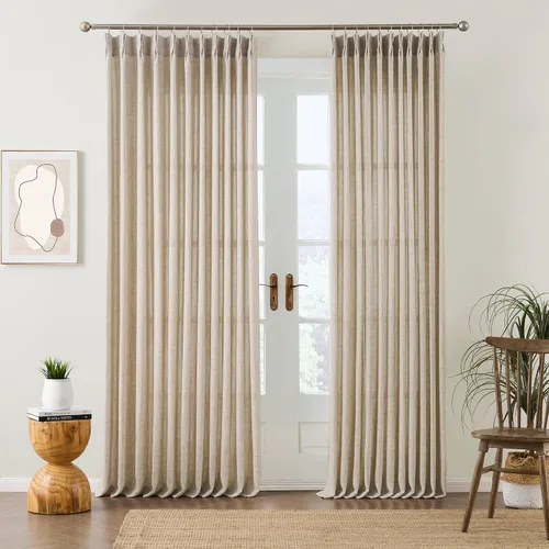 Miniatura 20 de RAIN CITY - Juego de 2 cortinas de 45 pulgadas de largo con plisado con pellizco, cortinas semitraslúcidas para dormitorio, cuarto de bebé