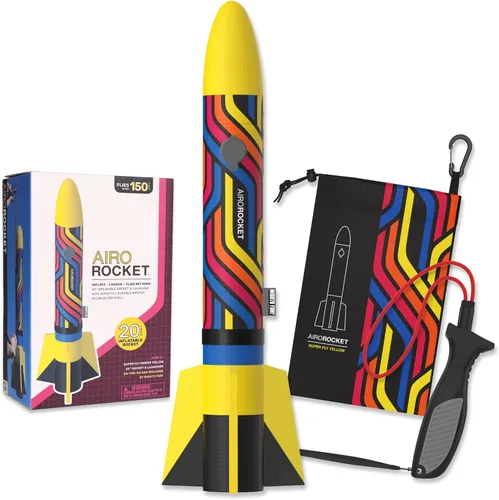 Mighty Fun! - Kit inflable lanzado a mano Airo Rocket - Incluye cohete gigante de nailon Ripstop de 20 pulgadas, lanzador de mano y bolsa de Super