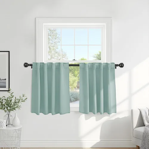 Miniatura 81 de PONY DANCE Cortinas cortas con aislamiento térmico para ventana pequeña, para guardería, baño, cocina, lavandería, caravana, sótano, 29 pulgadas