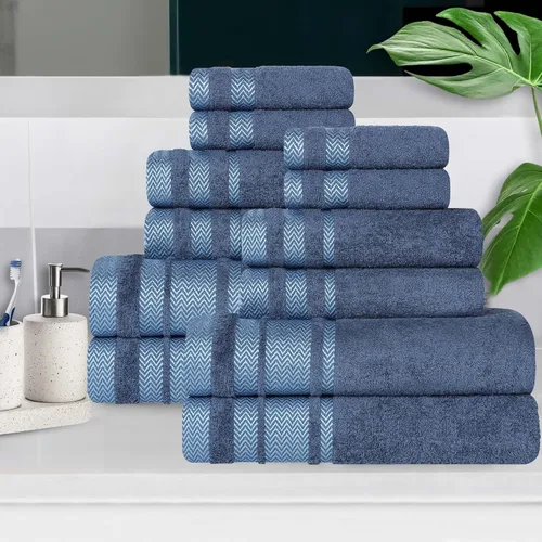 Miniatura 28 de Superior Juego de toallas de algodón de 9 piezas, toallas absorbentes suaves de felpa, artículos esenciales de baño, ducha, lujo, esponjosas