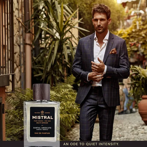 Miniatura 5 de Mistral Colonia para hombre – Santal Absolute Eau de Parfum Aroma masculino cálido y amaderado con canela, almizcle, pachulí y sándalo Colonia