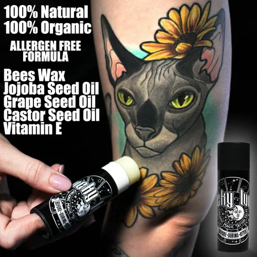 Miniatura 4 de LuckyLuna Tubo orgánico de cuidado posterior del tatuaje, hidratante de tatuaje para la longevidad del color, orgánico totalmente natural, loción
