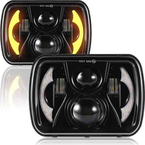 Faros delanteros LED 1000% brillantes 180W H6054 5x7 7×6, 7 × 6, faros LED 7x6, haz sellado con DRL/señal de giro compatible con Ford Wrangler Jeep,