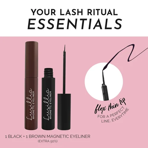 Miniatura 3 de Luxillia Delineador de ojos magnético para pestañas magnéticas, sujeción más fuerte mejorada, aspecto más natural, impermeable, a prueba de manchas