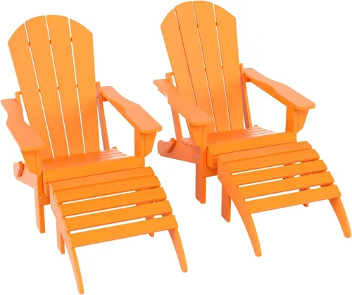 Miniatura 38 de WestinTrends Reposapiés otomano Adirondack para patio al aire libre, taburete de madera de polietileno para todo tipo de clima, ampliamente Azul