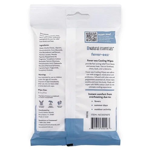 Miniatura 4 de Natural Essentials Fever-eez - Alivio de la fiebre del bebé para niños, toallitas calmantes para la frente y el cuerpo para bebés, proporcionan una