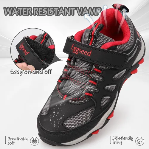 Miniatura 2 de UOVO Botas de senderismo resistentes al agua para niños, zapatos para caminar al aire libre, antideslizantes, al tobillo, zapatos deportivos