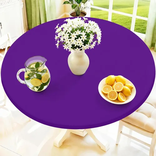 Miniatura 20 de Moosfor Mantel redondo de elastano, elástico ajustable impermeable para mesas de 18 a 24 pulgadas, mantel de picnic elástico lavable para Azul