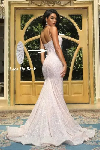 Miniatura 2 de Mermaid Prom Dresses for Women 2023 Sequin Spaghetti Straps Long Sparkly Formal Evening Gowns